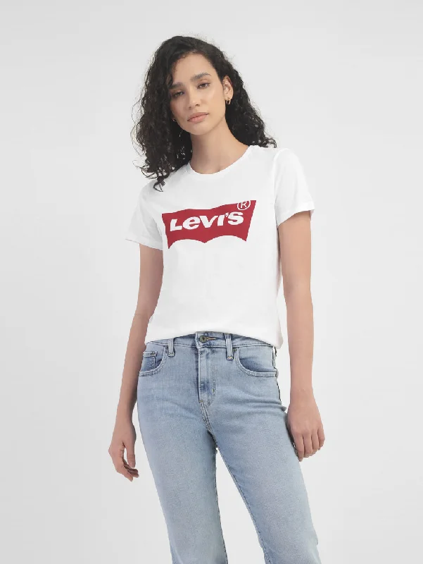 Women's Brand Logo Crew Neck T-shirt White