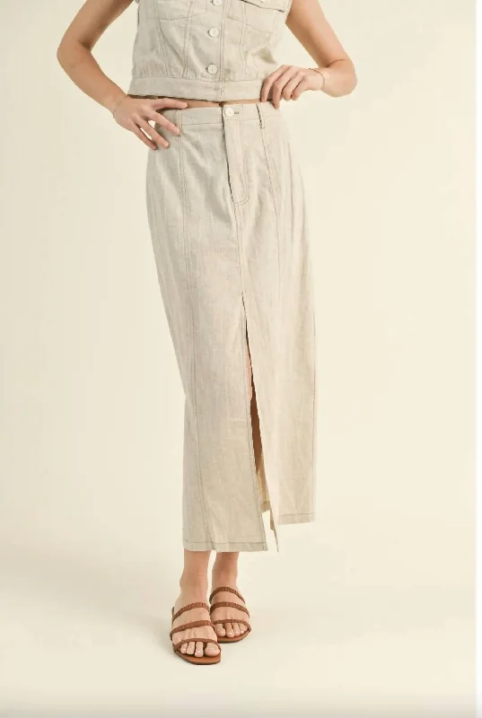 Casually Longc Skirt In Oatmeal