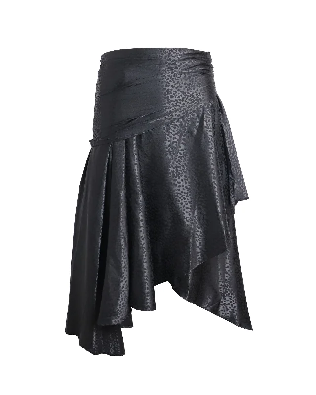 Dodo Bar Or Draped Midi Skirt in Black Polyester