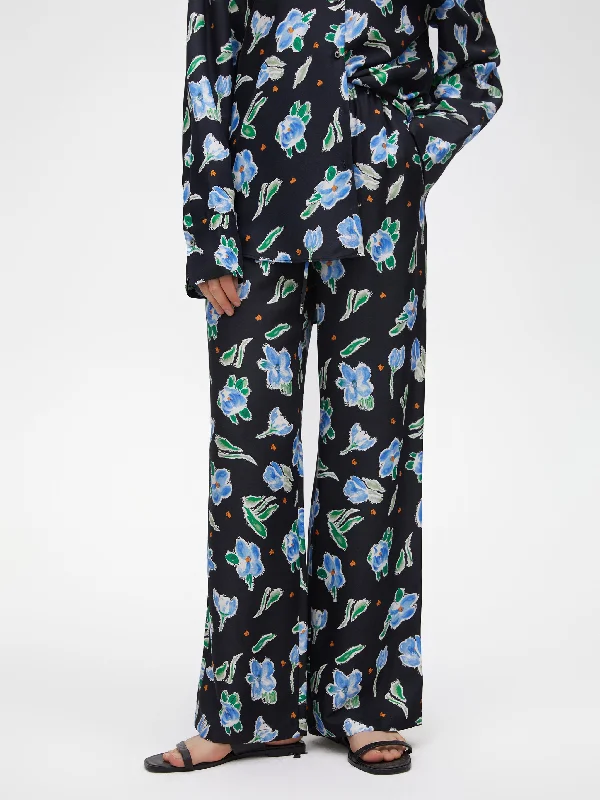 Floral Silk Wool Trousers