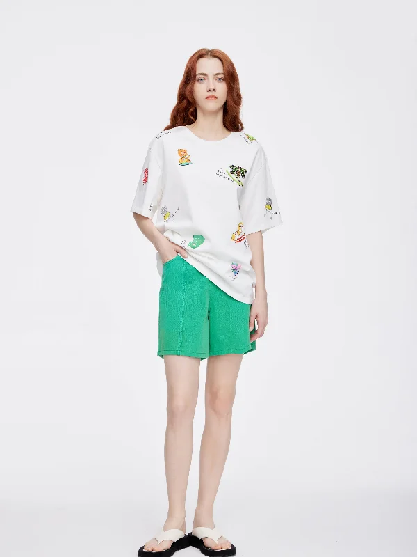 Green Boxy Bermuda Shorts-Sample