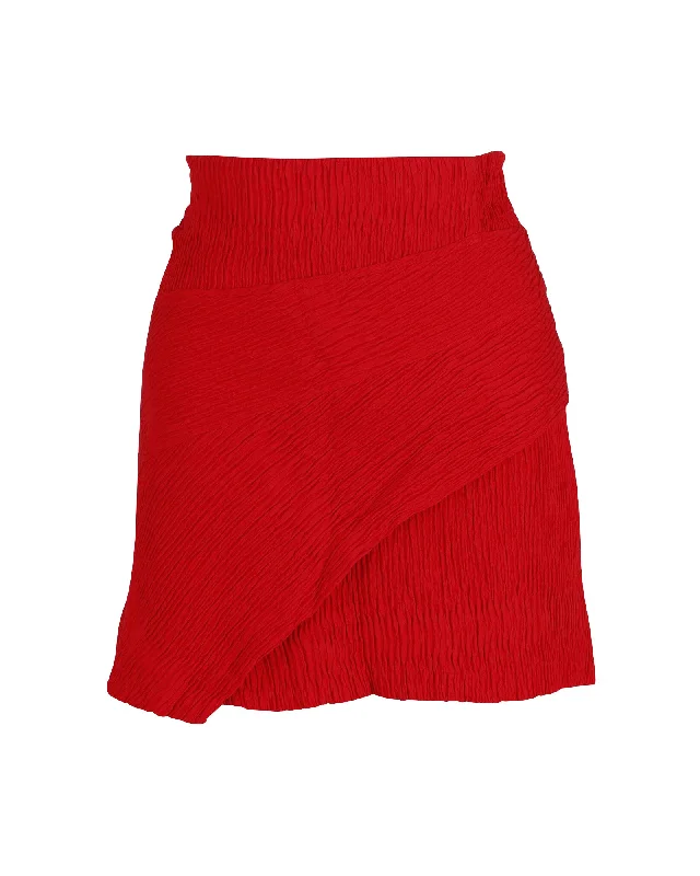 Maje Textured Mini Skirt in Red Viscose