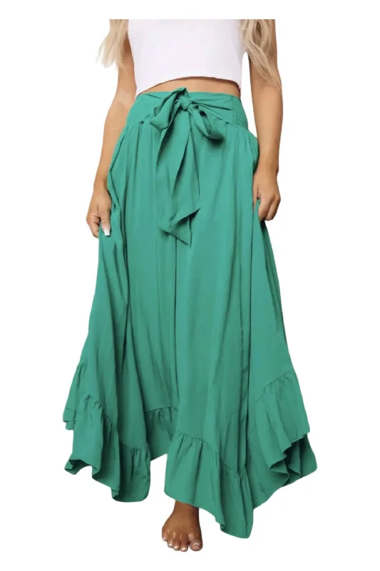 Ruffled Maxi Skirt In Turquoise