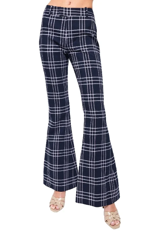 Bootcut Pant In Navy Plaid Grid