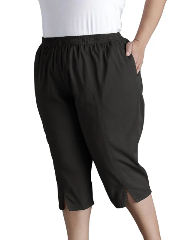 Cotton Stretch Twill Crop Pants - Plus In Black