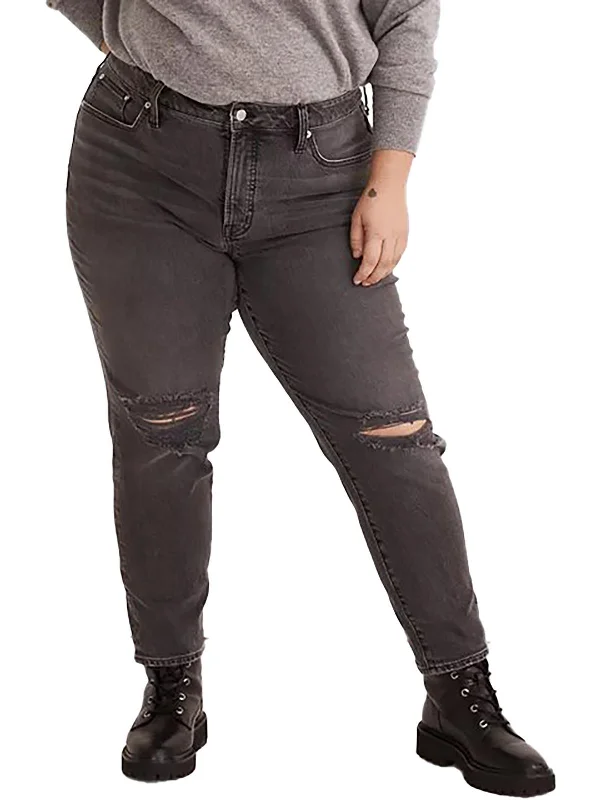 Plus Womens High-Rise Destroyed Skinny Jeans