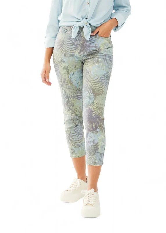 Pull-On Slim Crop Denim Pant In Tropical Camo