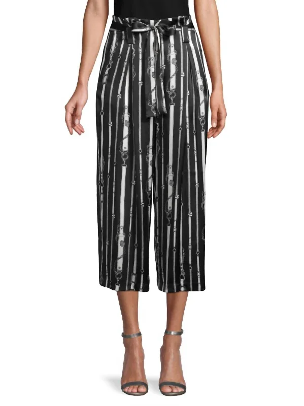 Samira Wide Leg Silk Pants In Black/ Multi