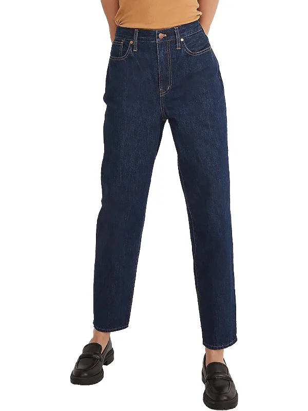 Womens Baggy Dark Wash Tapered Leg Jeans