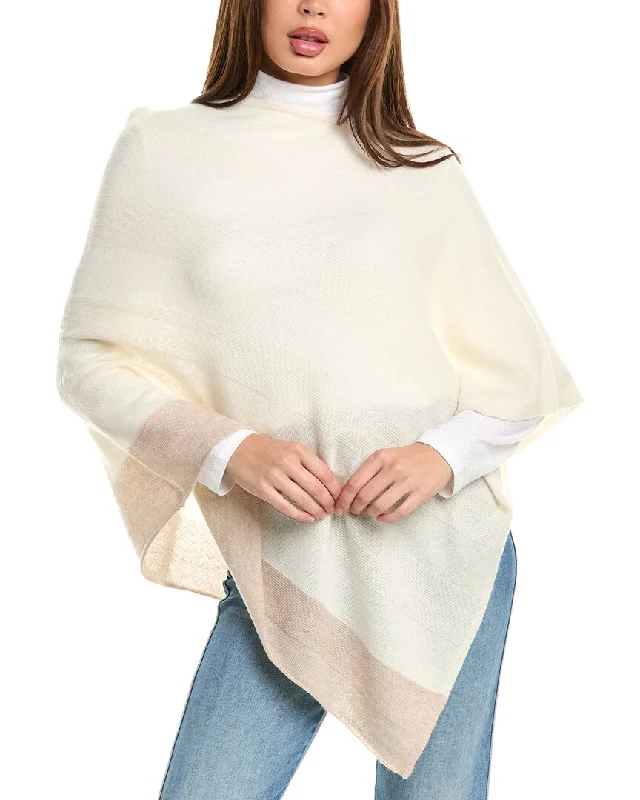 Forte Cashmere Border Stripe Cashmere Poncho