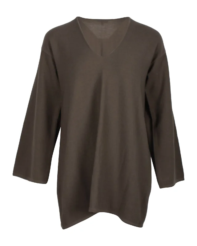 Giorgio Armani V-neck Sweater in Brown Virgin Wool