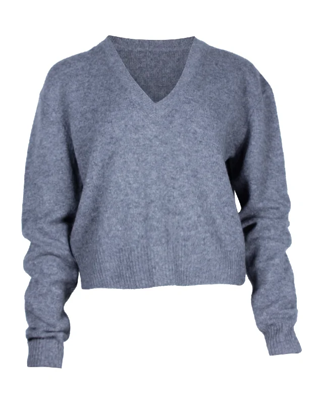 McQ Alexander McQueen V-neck Sweater in Grey Cashmere