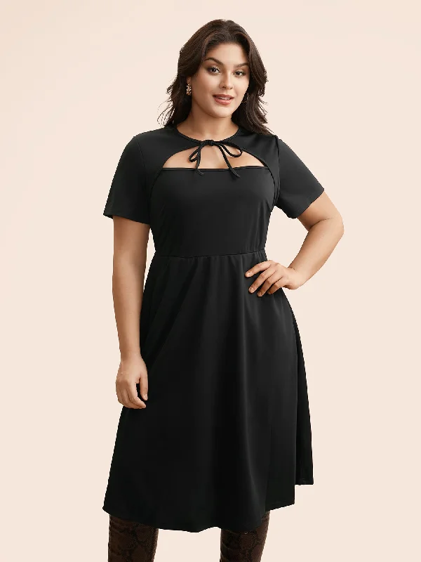 Plain Cut Out Tie Knot Dress