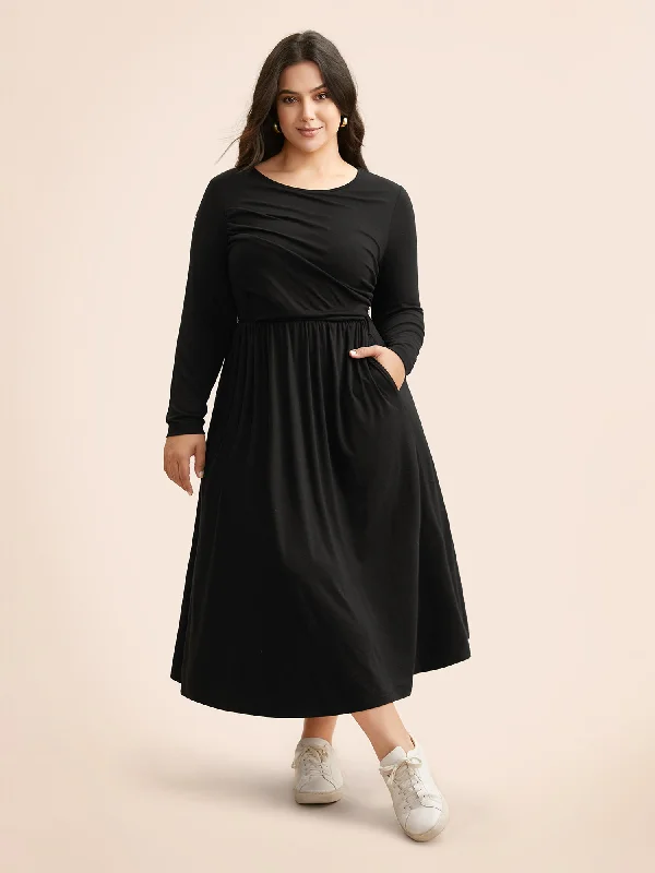 Supersoft Essentials Boat Neck Gathered Dress