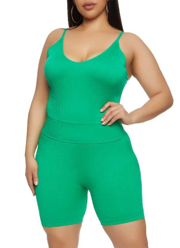 Plus Size Rib Knit Seamless Cami Top