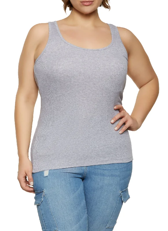 Plus Size Ribbed Knit Tank Top