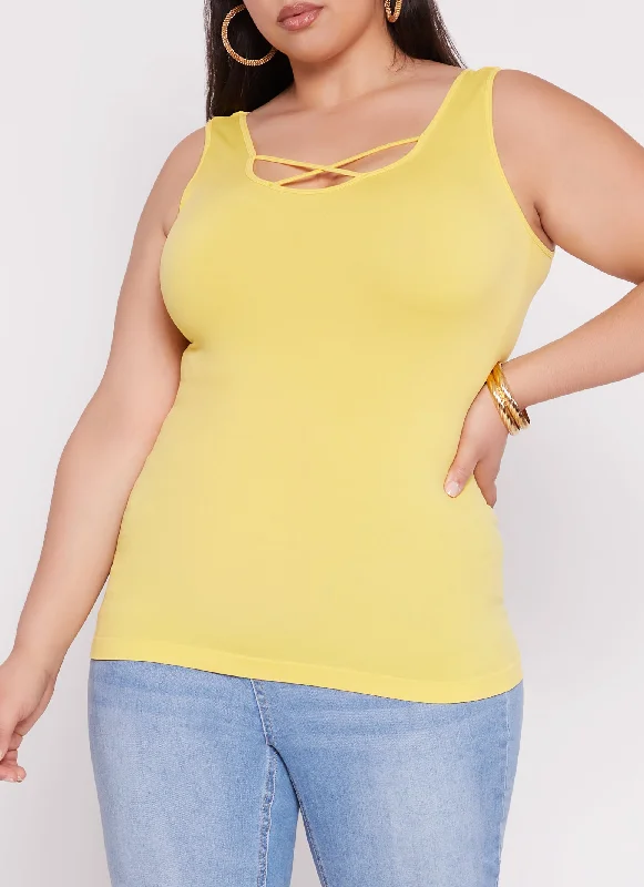 Plus Size Criss Cross Tank Top