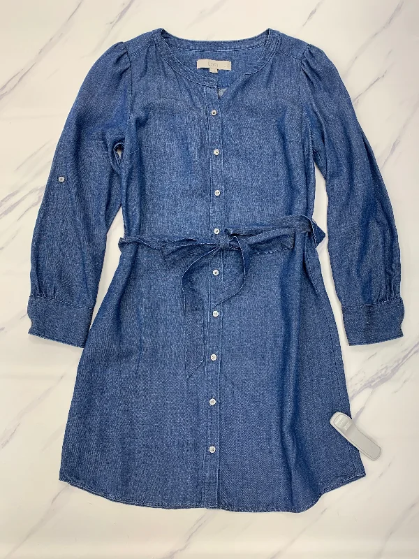 Dress Casual Short By Loft In Blue Denim, Size: Petite   S