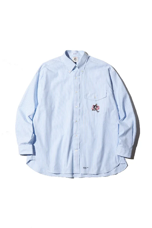 AARON CHANG BAGGY FIT OXFORD SPORT SHIRT - BLUE/WHITE