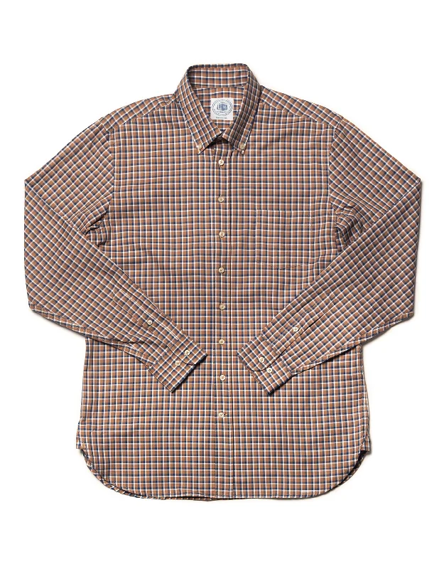 BROWN WITH NAVY/WHITE PANE SPORT SHIRT