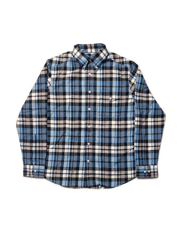 TARTAN FLANNEL SPORT SHIRT - BLUE/BLACK/CREAM CHECK