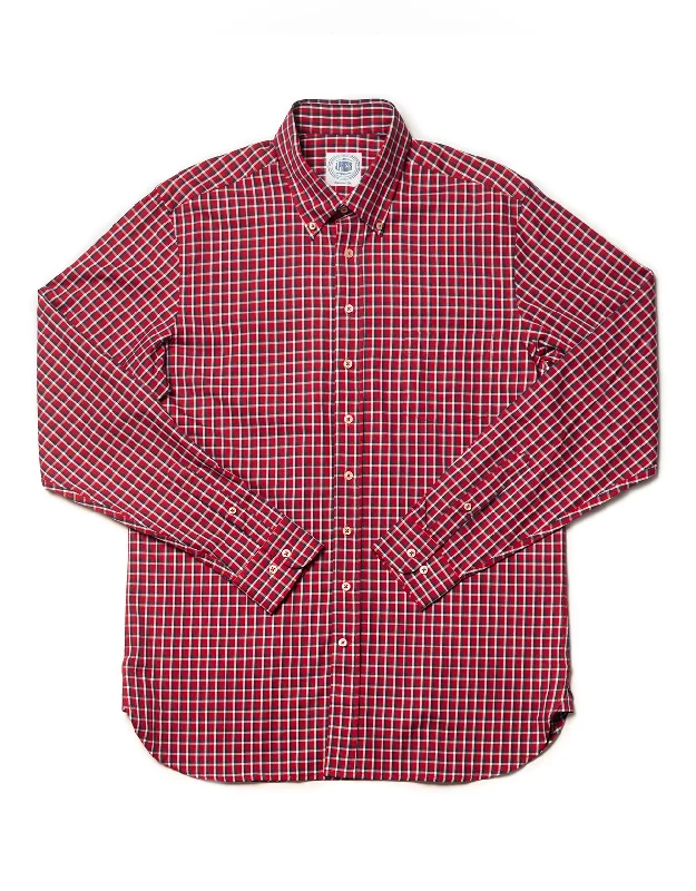 RED WITH NAVY/WHITE PANE SPORT SHIRT