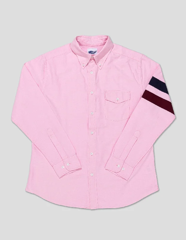 SLEEVE STRIPE TRIM FIT OXFORD SHIRT - PINK