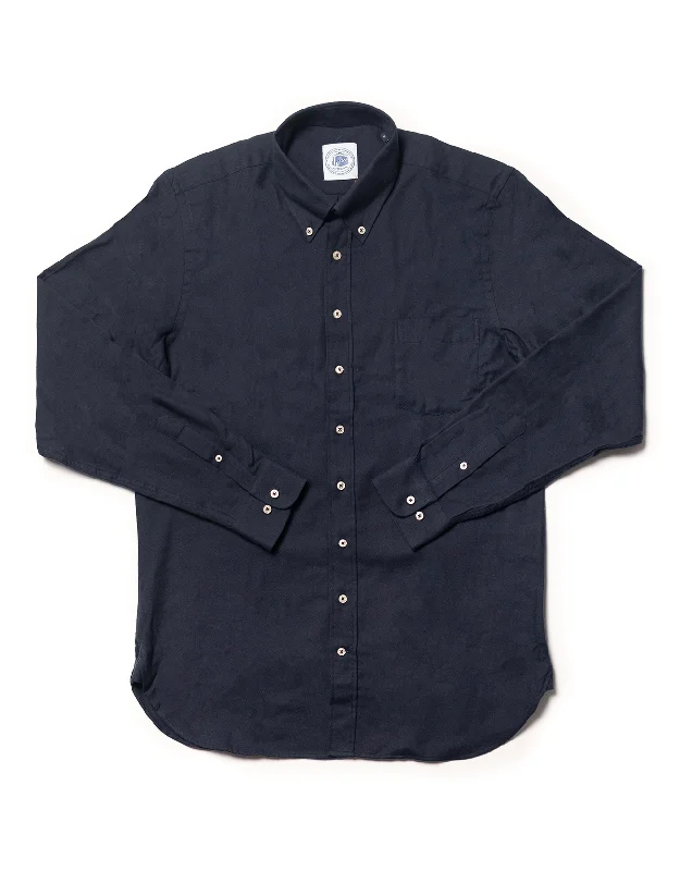 SOLID NAVY COTTON/WOOL LONGSLEEVE SPORT SHIRT