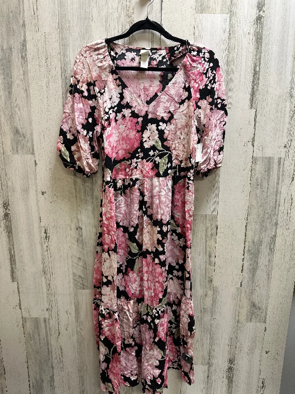 Floral Print Dress Casual Midi H&m, Size Xs