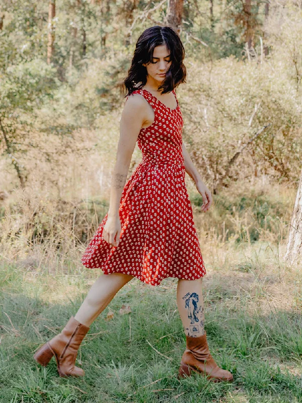 Asheville Dress - Micro Floral Red