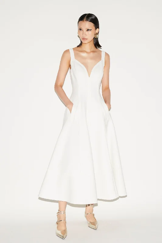 BRIDGET DRESS WHITE SCUBA