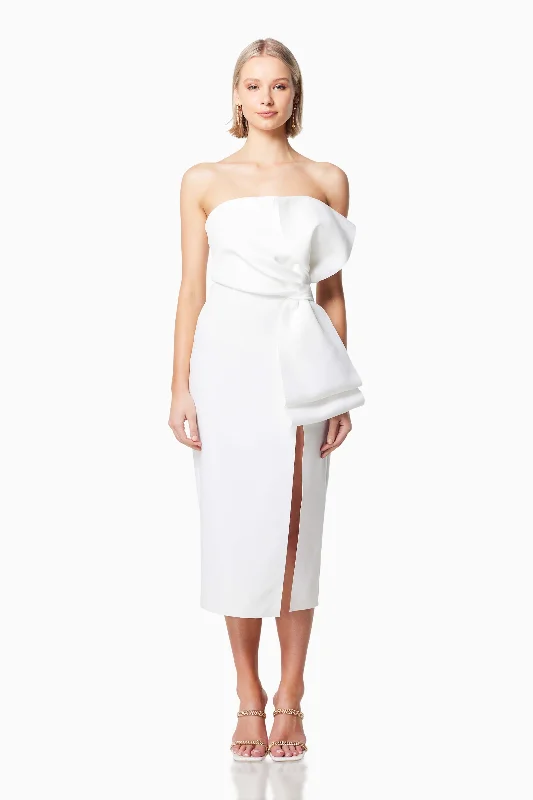 Brighton 3D Midi Dress In White