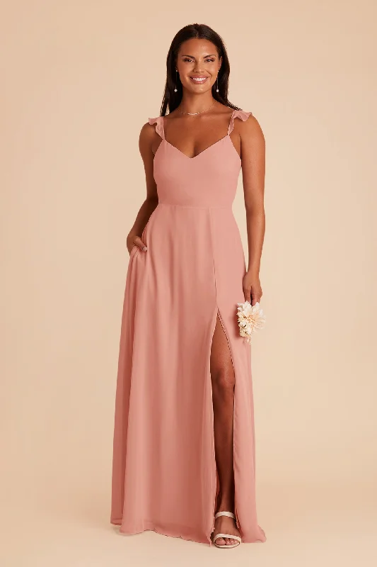 Doris Chiffon Dress - Dusty Rose