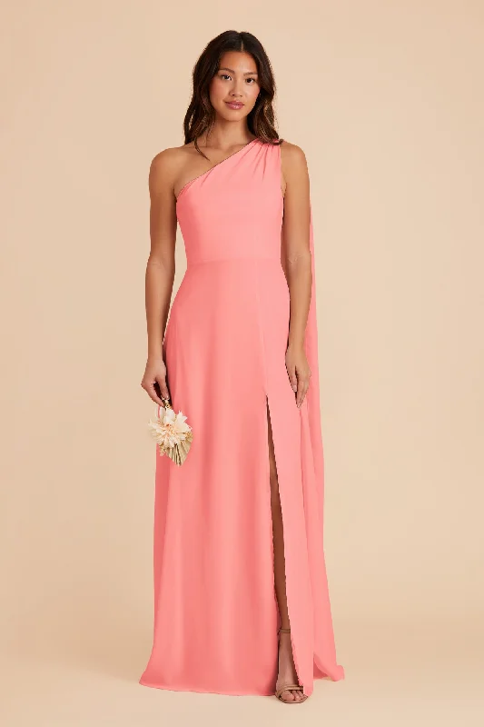 Melissa Chiffon Dress - Coral Pink