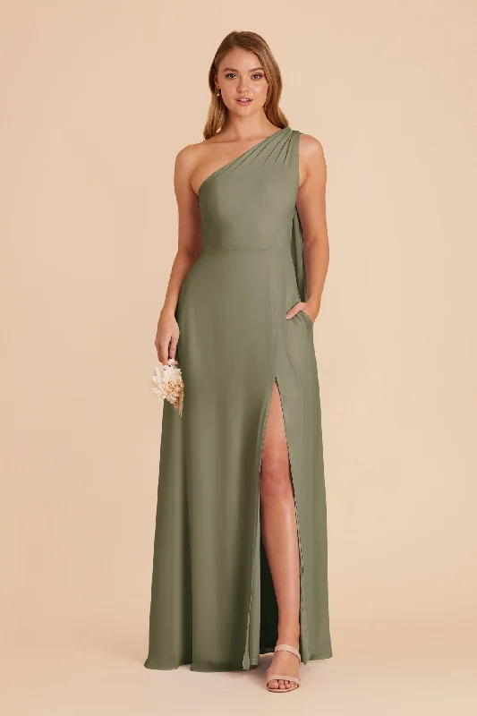 Melissa Chiffon Dress - Moss Green