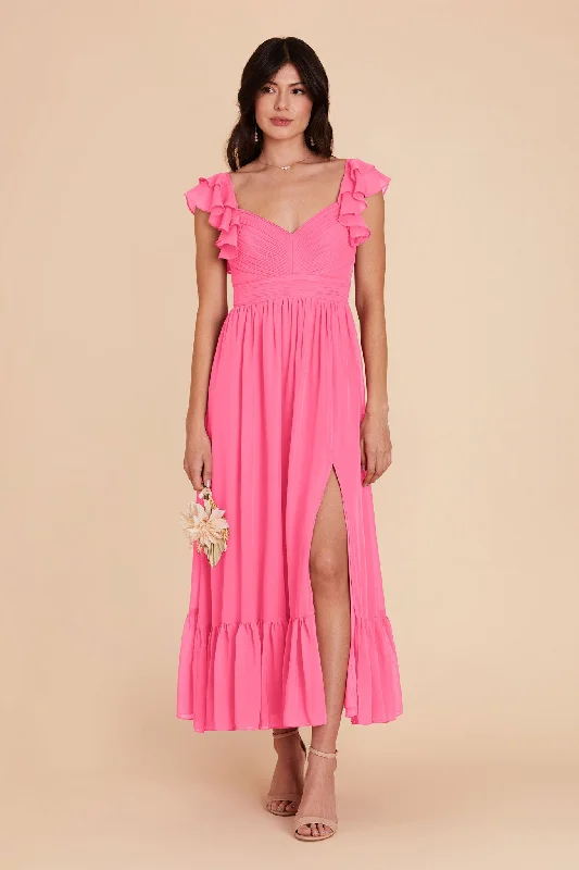 Michelle Chiffon Dress - Bon Bon Pink