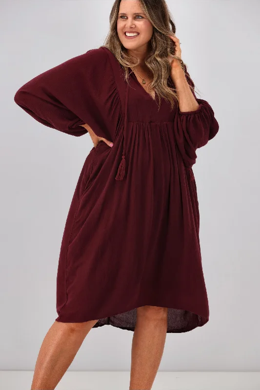 Sass Rava Boho Mini Dress Wine