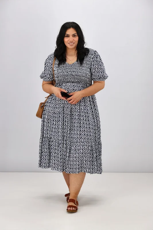 Sunday Boho Eva Geo Print Dress Navy