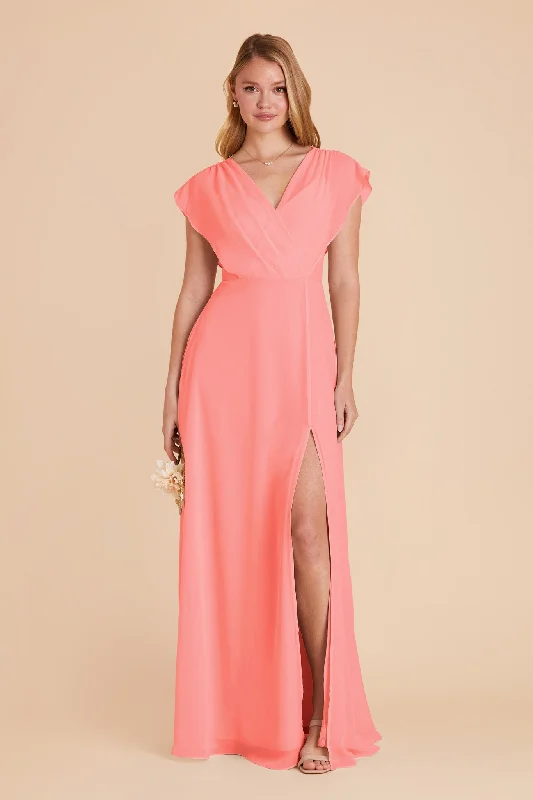 Violet Chiffon Dress - Coral Pink