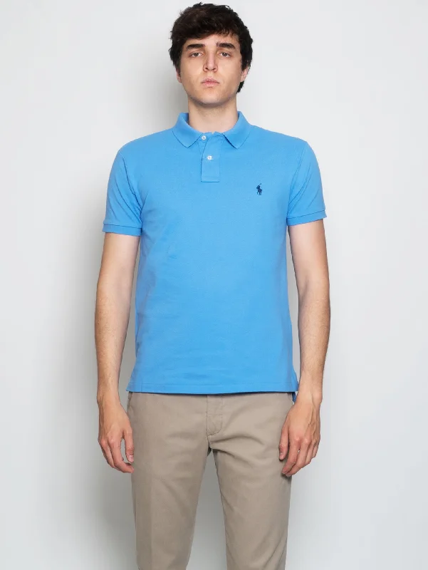 Polo in Piqué Slim Fit Celeste